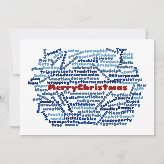 Merry Christmas - Word Cloud - Greetings Card (Front)