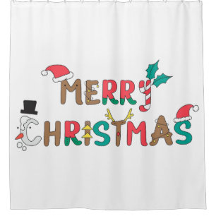 Merry Christmas word element Shower Curtain