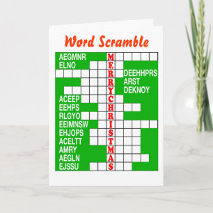 Merry Christmas Word Scramble Holiday Card