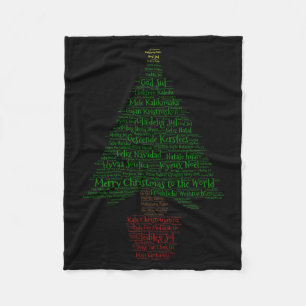 Merry Christmas World Languages Word Tree  Fleece Blanket