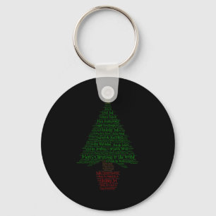 Merry Christmas World Languages Word Tree Key Ring