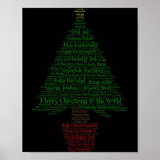 Merry Christmas World Languages Word Tree  Poster (Front)
