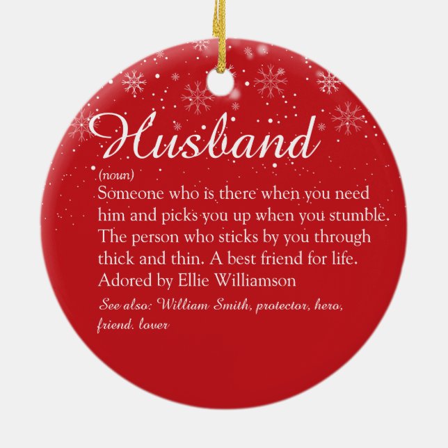 Merry Christmas World's Best Husband Definition Ceramic Tree Decoration (Back)