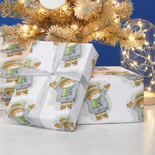 Merry Christmas Wrapping Cat Kitten Winter  Paper