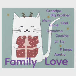 Merry Christmas Wrapping Family Love Friends Cat  Wrapping Paper
