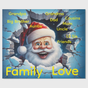 Merry Christmas Wrapping Family Love Friends Santa Paper