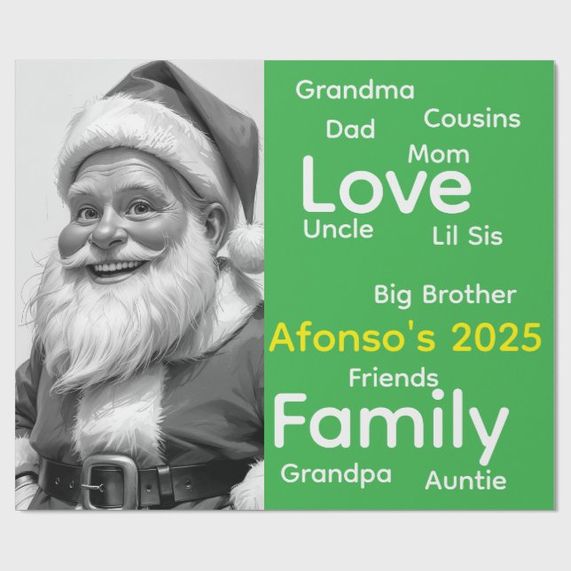 Merry Christmas Wrapping Family Love Santa  Wrapping Paper (Flat)