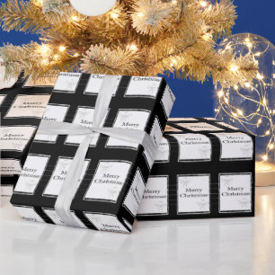 Merry Christmas Wrapping Paper Black & White