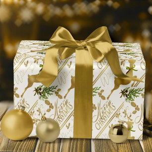 Merry Christmas Wrapping Paper Elegant Reindeer