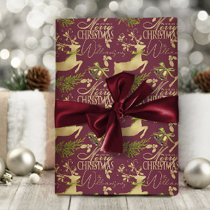 Merry Christmas Wrapping Paper Elegant Reindeer