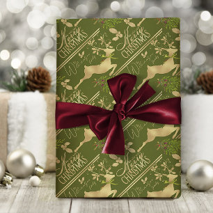 Merry Christmas Wrapping Paper Elegant Reindeer