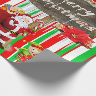 Merry Christmas Wrapping Paper Elf Snowman