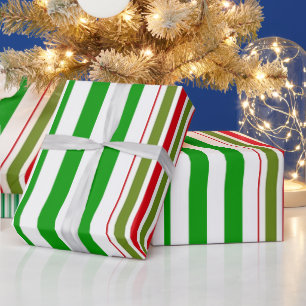 Merry Christmas Wrapping Paper Green Stripe