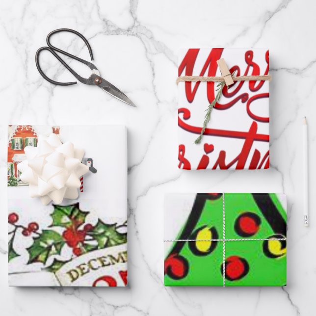 Merry Christmas Wrapping Paper Sheets (Front)