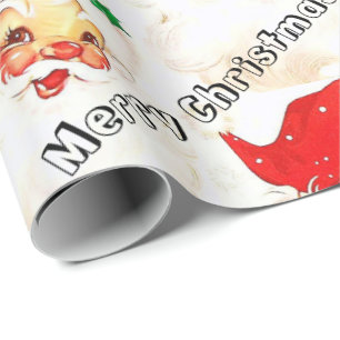Merry Christmas Wrapping Paper Vintage Santa