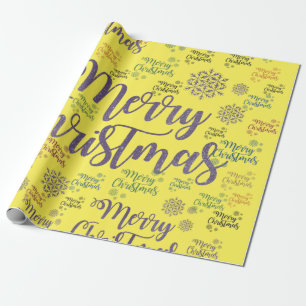 Merry Christmas Wrapping Paper Yellow