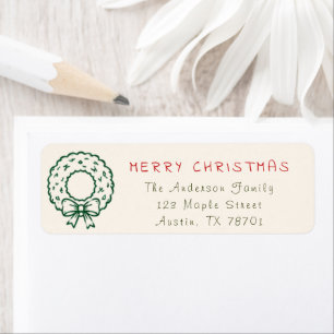 Merry Christmas Wreath Address Label