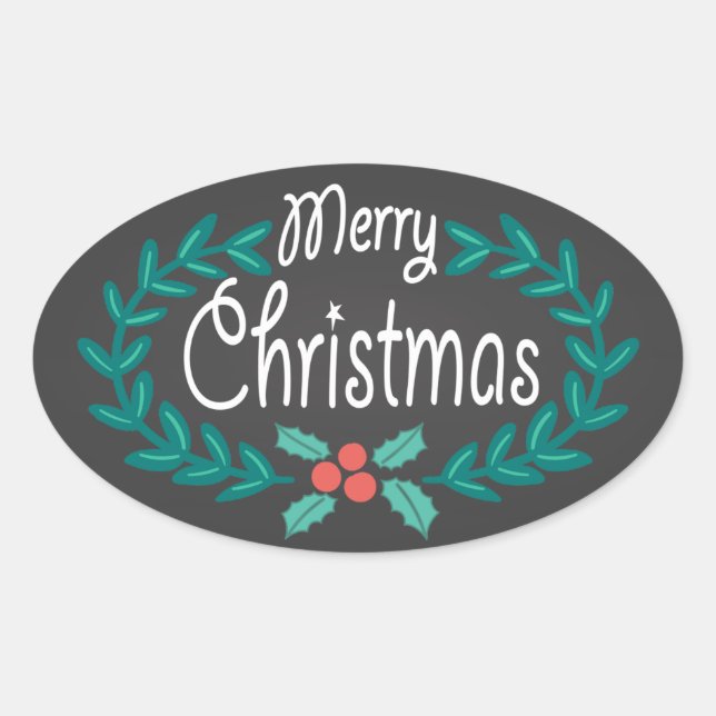 MERRY CHRISTMAS WREATH CHALKBOARD STICKERS (Front)