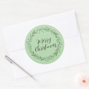 Merry Christmas wreath crest stickers and sealers