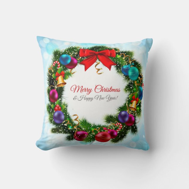 Merry Christmas Wreath Cushion (Front)