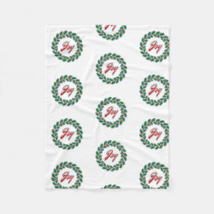 Merry Christmas Wreath Design: Joy Fleece Blanket