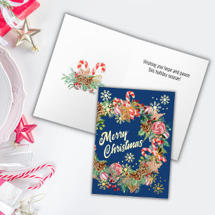 Merry Christmas Wreath Foil Greeting Card