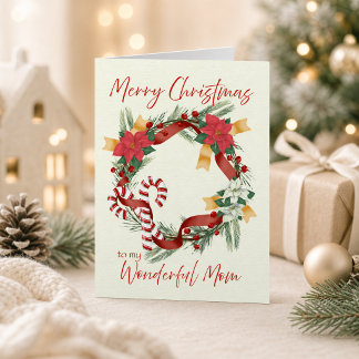 Merry Christmas Wreath for Mum Card