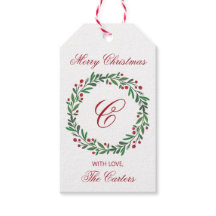 Merry Christmas Wreath Gift Tag