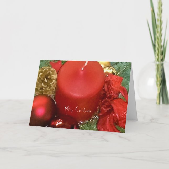 Merry Christmas Wreath Holiday Card (Front)