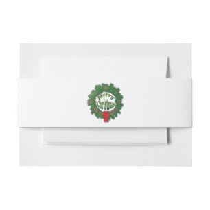 Merry Christmas Wreath Invitation Belly Band