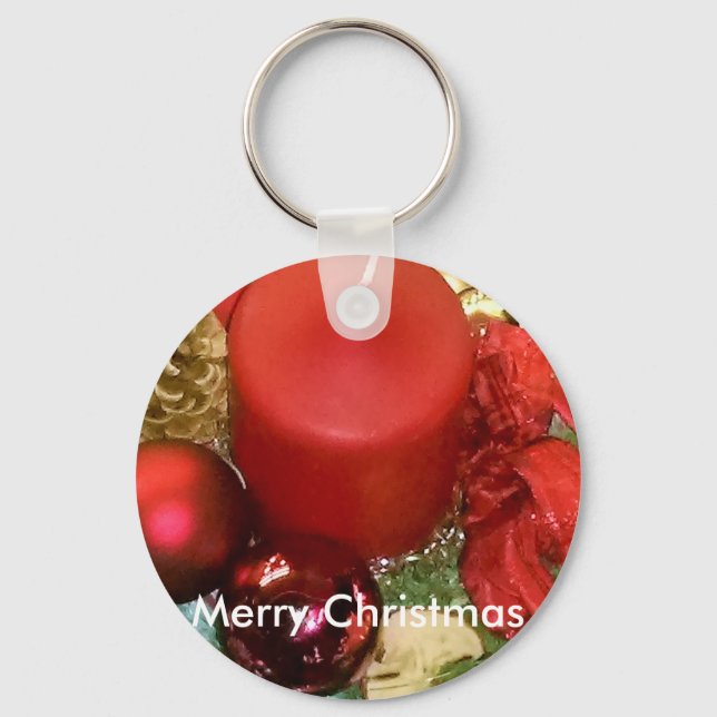 Merry Christmas Wreath Key Ring (Front)