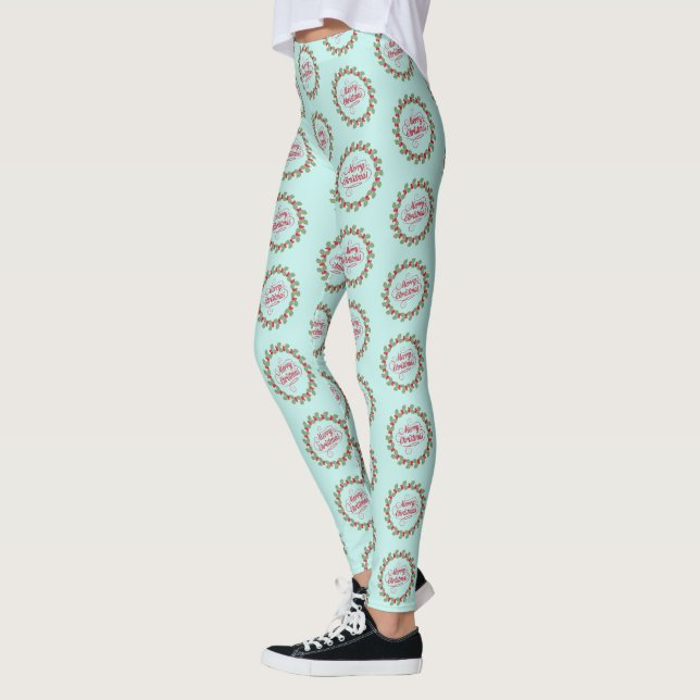 Merry Christmas Wreath Leggings (Left)