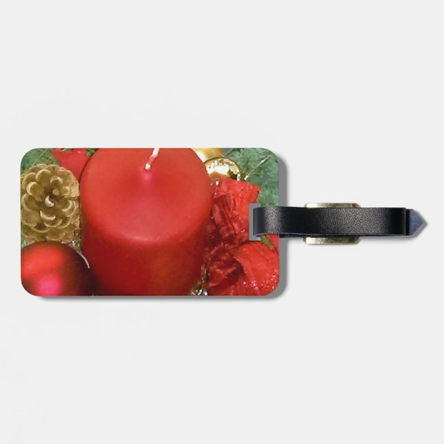 Merry Christmas Wreath Luggage Tag (Back Horizontal)