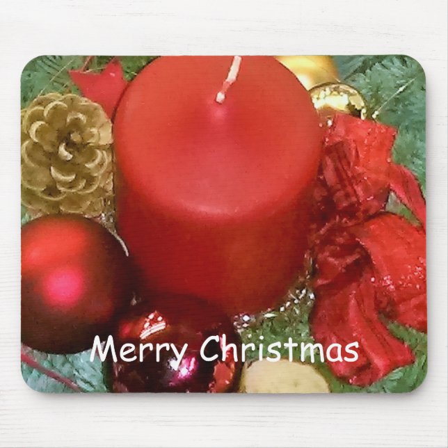 Merry Christmas Wreath Mouse Mat (Front)