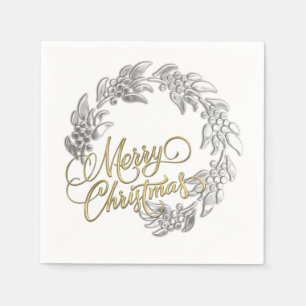 Merry Christmas Wreath Napkin