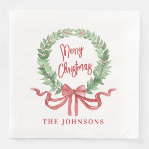 Merry Christmas Wreath Napkin
