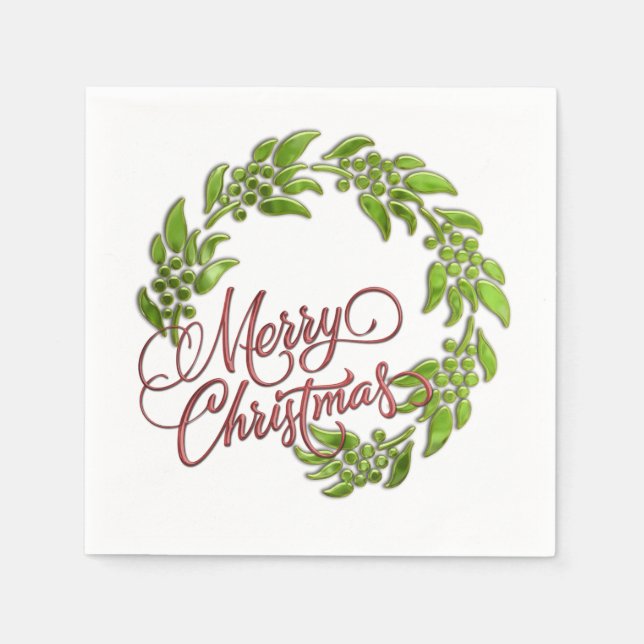 Merry Christmas Wreath Napkin (Front)