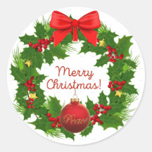 Merry Christmas Wreath Peace Sticker