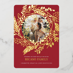 Merry Christmas Wreath Photo Card