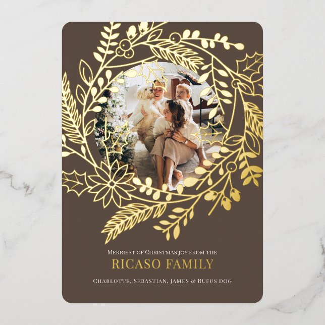 Merry Christmas Wreath Photo Card (Front)