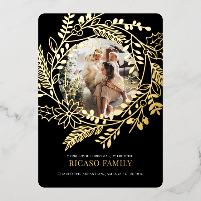 Merry Christmas Wreath Photo Card (Front)