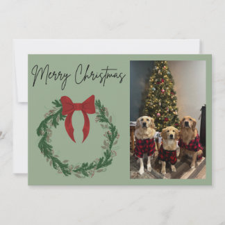 Merry Christmas Wreath Photo Card