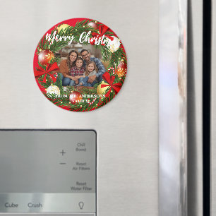 Merry Christmas Wreath Photo Personalized Family N Magnet