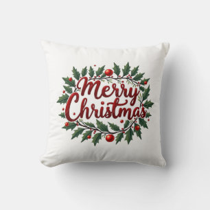 Merry Christmas Wreath Pillow 