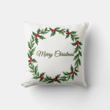Merry Christmas Wreath Pillow for Home Decor