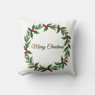 Merry Christmas Wreath Pillow for Home Decor