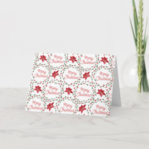 Merry Christmas wreath red green white Holiday Card