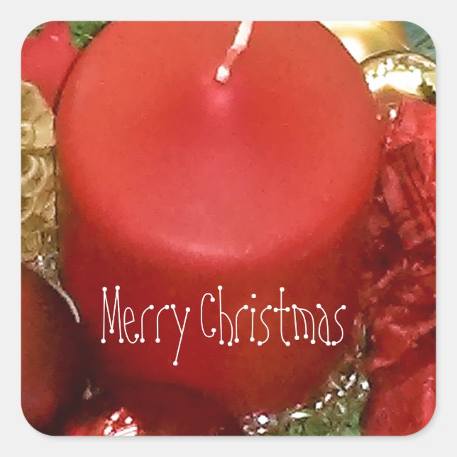 Merry Christmas Wreath Square Sticker (Front)
