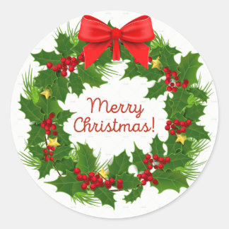 Merry Christmas Wreath Sticker