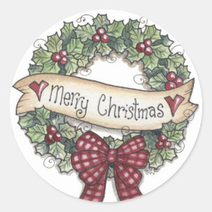 Merry Christmas Wreath Sticker